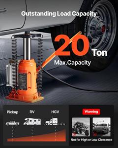 Cric hydraulique pneumatique 20 tonnes entièrement soudé avec poignée manuelle et pompe à air pour voiture, camionnette, réparation automobile, ingénierie industrielle - Product Image 3