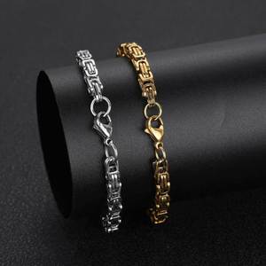 Chaîne <span class=keywords><strong>d</strong></span>'empereur en acier inoxydable de 4 mm pour <span class=keywords><strong>homme</strong></span>, bracelet en acier titane plaqué <span class=keywords><strong>or</strong></span> 18 carats, personnalisable en gros directement de l'usine - Product Image 3
