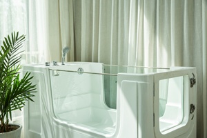 Baignoire de toilettage autonome moderne pour animaux de compagnie avec massage à air thermostatique, bulles, ozone, <span class=keywords><strong>spa</strong></span> lacté et design walk-in - Product Image 2