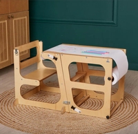 Tour d'apprentissage Montessori 8 en 1 escabeau pour enfants tour convertible pour tout-petits pour comptoir de cuisine table d'apprentissage et ensemble de chaises