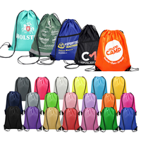 Sac à dos unisexe en polyester 210D avec cordon de serrage, sangle en corde, portable, logo personnalisé, design épaissi pour le sport, les affaires, les anniversaires, la plage