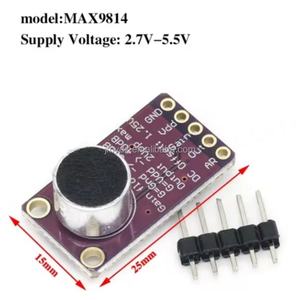 Amplificador de Micrófono Electret MAX98357 MAX4466 MAX9814, Módulo Amplificador de Audio Estable MAX9814 Compatible con ESP32 Raspberry Pi - Product Image 3
