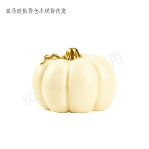 Figurine de citrouille noire en résine personnalisée avec tige dorée et <span class=keywords><strong>surface</strong></span> texturée pour la décoration de table de luxe pour Halloween et la récolte d'automne - Product Image 3