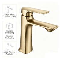Robinet mitigeur de lavabo de salle de bain à poignée unique personnalisé, robinet de lavabo de luxe avec personnalisation du logo et de l'emballage