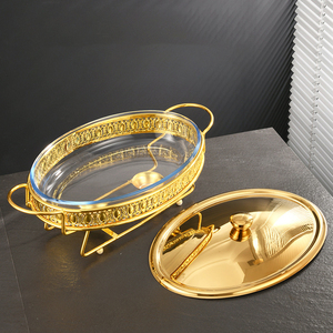 Modern Stainless Steel Serving Dishes Rectangle Silver Golden <strong>Buffet</strong> Chafing <strong>Warmer</strong> with 3L Capacity Fuel Heating for Weddings - Product Image 3
