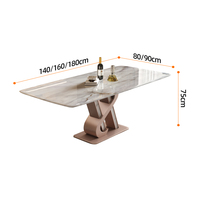 Table à manger moderne de luxe en marbre pour meubles de salle à manger Base en acier inoxydable Table à manger 6 8 chaises Ensemble pin recyclé
