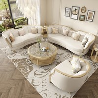 Ensemble de canapés Chesterfield modernes en cuir avec coussins rembourrés en éponge, design incurvé pour salon, villa, hôtel