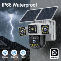 Cámara de Seguridad PTZ Solar para Exteriores de 9MP, 3 Lentes, 3 Pantallas, Inalámbrica, CCTV, Grabación AOV24/7, Visión Nocturna en Color, Detección de Movimiento