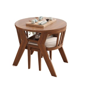 Bộ bàn ghế thư giãn ban công ba món bằng gỗ nguyên khối, gồm bàn trà nhỏ và hai ghế thoải mái để uống cà phê & trà - Product Image 5