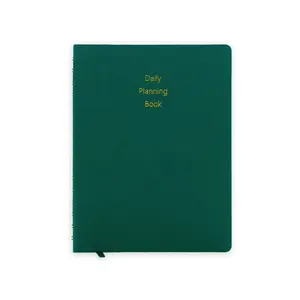 Planificador semanal de media espiral, cubierta de lino personalizada, cuaderno A5, diario impreso colorido con pestañas divisorias