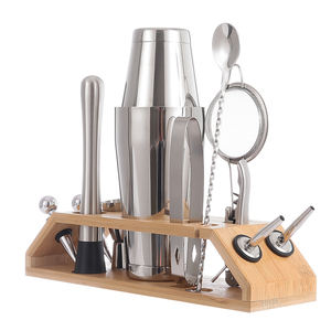 Kit de barman 13 pièces avec barre inférieure ensemble avec support en bois <span class=keywords><strong>Boston</strong></span> Jigger Cocktail Shaker outils de bar en acier inoxydable ensemble de barman - Product Image 6