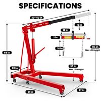 Cric hydraulique et pneumatique pliable en acier, grue de levage portable pour moteur de voiture avec certification CE pour camionnettes