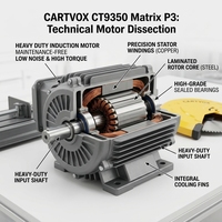 Sierra de Corte en Frío Profesional CARTVOX CT9350 de 355 mm, Cortadora de Metal de Alta Resistencia con Motor de Inducción de Baja Velocidad y Precisión