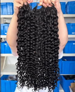 Extensions de cheveux au crochet en gros, cheveux humains bouclés bruts non traités 100% alignés sur les cuticules, double trame machine, 100g - Product Image 2