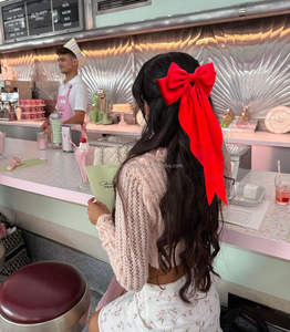 Oke Custom Vrouwen Big Strik Haarspeldjes Meisje Satijnen Haarclips Lang Lint Haarspelden Accessoires Voor Feest - Product Image 2