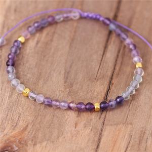 Gioielli popolari Chic 4mm arcobaleno Fluorite semplice perle delinty bracciale regolabile in cristallo intrecciato braccialetti gioielli Bohemia - Product Image 2