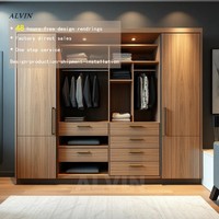 Lemari Pakaian Kayu Kelas Atas, Lemari Kamar Tidur Kapasitas Besar, Lemari Penyimpanan Kayu Solid Panel MDF, Furnitur untuk Rumah, Vila, Apartemen