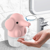 Distributeur automatique de savon mousse bleu moderne en plastique pour toilettes, salle de bain, maison, hôtel, avec bouteille rechargeable, motif éléphant