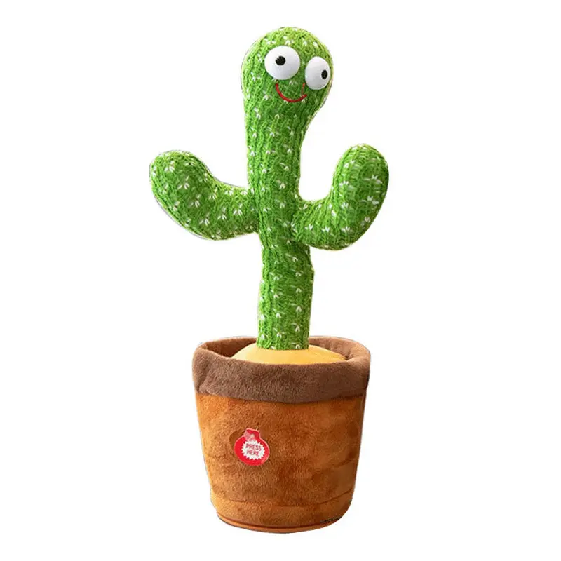 Hot Sale Cute Dancing Cactus Toy OEM Talking Singing Repeating Electric Cactus Soft Toy With LED Lighting