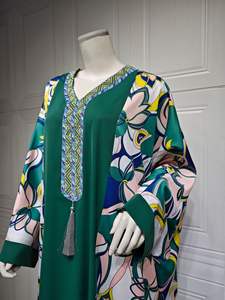 ชุดเดรสอาบายาแบบใหม่ของคาฟาตันชุดเดรสผู้หญิงประดับเพชรสไตล์ดูไบแขนค้างคาวโมโรแคนแฟชั่นลายดอกไม้อาบายา - Product Image 5