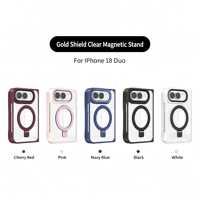 Coque de téléphone anti-jaunissement avec support transparent, aimant intégré, protection d'écran à quatre coins et protection des bords contre les rayures pour iPhone Duo