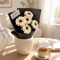 5 Buah Buket Bunga Gerbera Daisy Chenille Gradien Pastel Buatan Tangan Bunga Buatan Dekorasi Rumah Hadiah Liburan