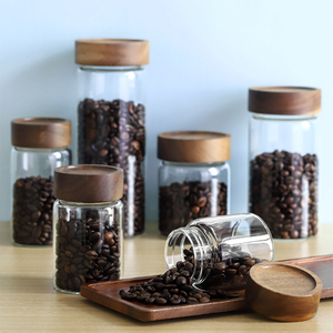 Frasco de Vidrio Reutilizable y Sostenible para Almacenamiento de Alimentos con Tapa de Madera, Organizador de Cocina, Recipientes de Almacenamiento para el Hogar - Product Image 1