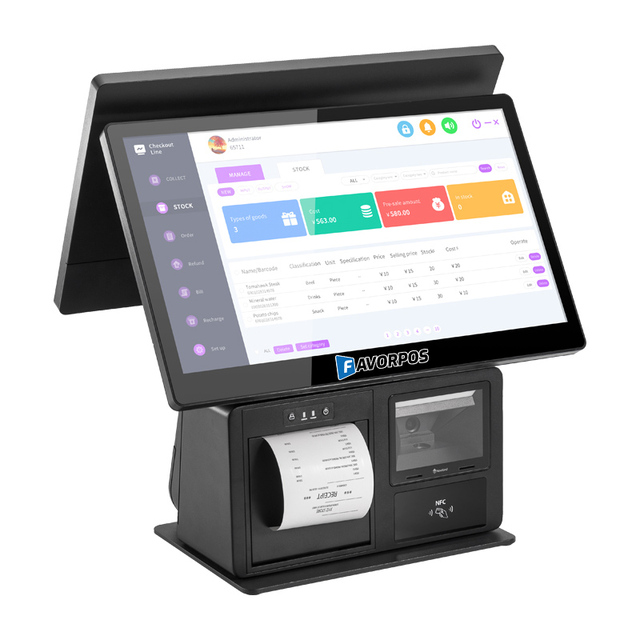 Assembly Pos All in One Dual Screen 15.6inch Aluminum Pos Cashier Payment Terminal