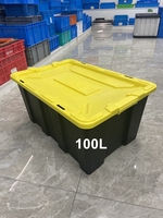 Grande Boîte de Rangement en Plastique avec Couvercle Renforcé, Bac de Stockage Industriel Portable pour Outils de Voiture et Équipement de Camping