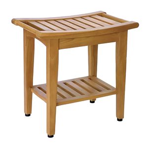 Tabouret <span class=keywords><strong>de</strong></span> <span class=keywords><strong>salle</strong></span> <span class=keywords><strong>de</strong></span> <span class=keywords><strong>bain</strong></span> <span class=keywords><strong>en</strong></span> <span class=keywords><strong>teck</strong></span> massif, moderne et écologique, avec étagère inférieure, entièrement assemblé - Product Image 4
