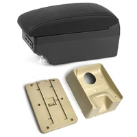 Vtear Boîte de rangement élégante en ABS et cuir PU pour accoudoir de voiture, avec porte-gobelet USB avant, accessoires intérieurs pour Suzuki Ertiga 2015-2019