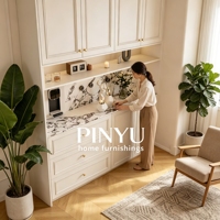 Armoire de chambre en bois composite de style européen rétro avec quincaillerie dorée – Solution de rangement complète pour la maison