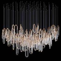 Luminaire suspendu en cristal de verre en forme de tube en U, personnalisé Firelux, haut de gamme, pour villa d'hôtel de luxe, salon.