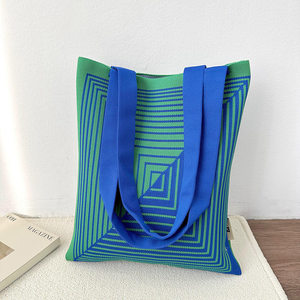 MOQ 100 pièces Sac à bandoulière tricoté tendance pour femme, grand sac fourre-tout décontracté, sac à main style coréen pour le <span class=keywords><strong>shopping</strong></span> et les cadeaux - Product Image 4