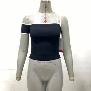 Pull en tricot pour femme <span class=keywords><strong>Liz</strong></span>, nouveau modèle personnalisé, OEM & ODM, haute qualité, tricoté, à manches courtes, design unique - Product Image 4
