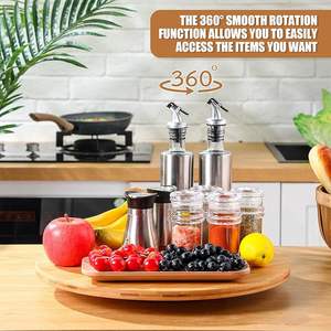 <span class=keywords><strong>Plateau</strong></span> <span class=keywords><strong>tournant</strong></span> rond en bambou de 13,8 pouces pour comptoir, table à manger, <span class=keywords><strong>plateau</strong></span> à apéritifs, support à épices, organisateur de placard pour la cuisine - Product Image 3