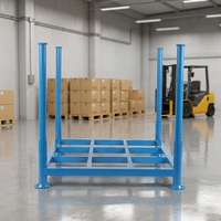 Étagère empilable en acier thermolaqué à quatre poteaux détachable, compatible chariot élévateur, pour stockage en entrepôt