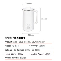 Machine à lait végétal domestique en acier inoxydable 304, double protection anti-brûlure, pour lait de soja, lait de noix et pâte de riz