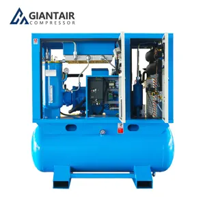 High Quality 7.5kw 10 Hp All In 1 Screw Air Compressor Mounted On 260 Litre Tank 35 Cfm Air Compressor