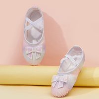 Chaussons de danse BW69Kids à paillettes avec nœud, pour la performance et l'entraînement de mise en forme, semelle souple, tige en PU