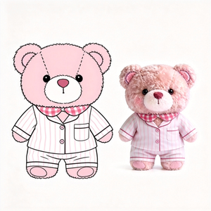 Orsacchiotto di Peluche Super Carino e Soffice in <span class=keywords><strong>Pigiama</strong></span> a Righe, Morbido Pupazzo <span class=keywords><strong>con</strong></span> Fiocco, Regalo per Bambini - Product Image 3