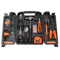 Kit d'outils de bricolage professionnel de 129 pièces avec boîte de rangement en plastique pour usage domestique et entretien général