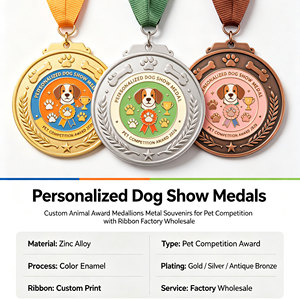 Medallas Personalizadas para Exposiciones Caninas, Medallones de Premio para Animales, Recuerdos Metálicos para Competiciones de Mascotas con Cinta, Venta al Por Mayor de Fábrica - Product Image 5