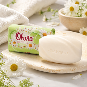 Chamomile Scented Moisturizing Bar <b>Soap</b> with Glycerin Lanolin Vitamins A and E for Hand and Body Care 140 g Olivia - Product Image 2
