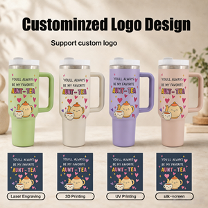 Custom Cartoon Pet Stainless Steel 40oz Double Wall Vacuum Insulated Tumbler with Handle and <b>Straw</b> BPA Free Leak-Proof - Product Image 3
