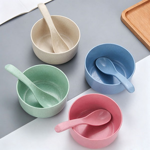 Juego de Tazón y Cuchara de Paja de Trigo, Ecológico, Irrompible, Libre de BPA, Colorido, para Niños, Alimentación de Bebés, Cocina, Hogar, Picnic - Product Image 4