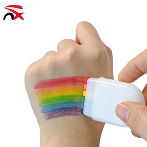 Juego de crayones de pintura facial de arcoíris lavables y seguros de 6 colores, fácil de aplicar, palos de dibujo de cara de arcoíris, Mes del Orgullo festivo - Product Image 1