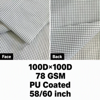 Tissu Ripstop en Nylon Noir à Mailles, Imperméable, Coupe-Vent, Poids Moyen, Enduit PU, Utilisation Extérieure