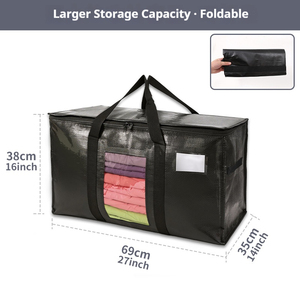 Bacs de rangement robustes pour déménagement avec poignées et fermetures éclair – Alternative pratique aux caisses de déménagement – Fournitures d'emballage pratiques pour le shopping - Product Image 3