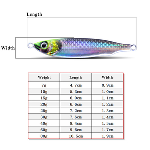 Naufrage Jigging Pesca Appâts Chute Lente Jig Lente Pêche UV Jig Impression 3D 7g 10g 15g 20g 25g 30g 40g 60g 80g Appât Dur En Métal - Product Image 3